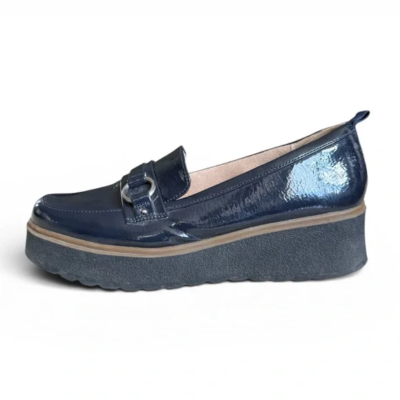 SOUL Naturalizer Navy Patent Platform Loafers Chunky Comfort Shoes 10W - Picture 3 of 17